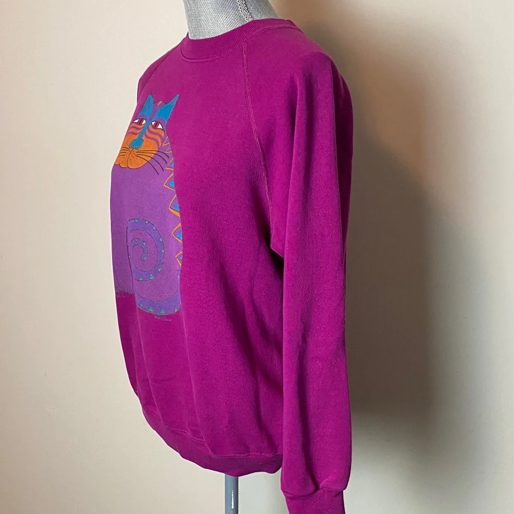 Dopamine Colorful Cat Design Crewneck Sweatshirt